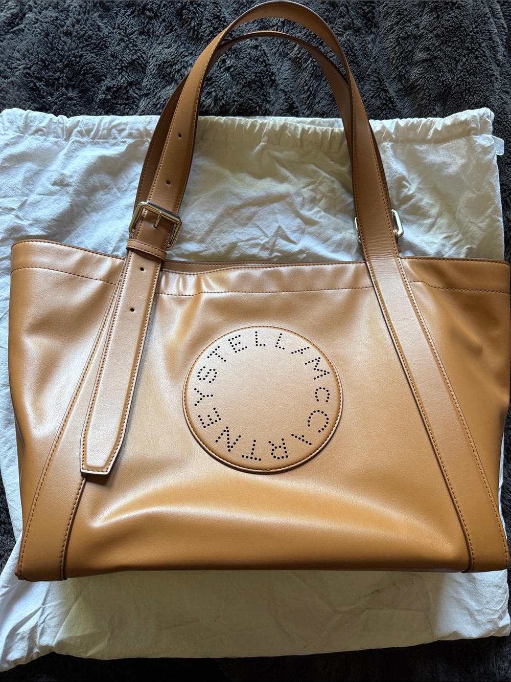 Stella McCartney Cognac Brown Tote with Circular Logo Detail - Picture 2 of 5